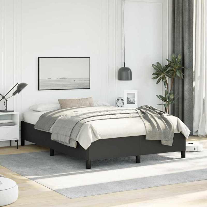 Cadre de lit Darrisha, cadre de lit plateforme tapissier, sans matelas, Double, Noir