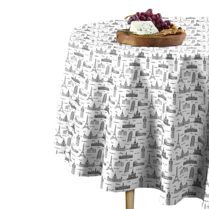 Silverberg Geometric Round Tablecloth, 90" x 90"