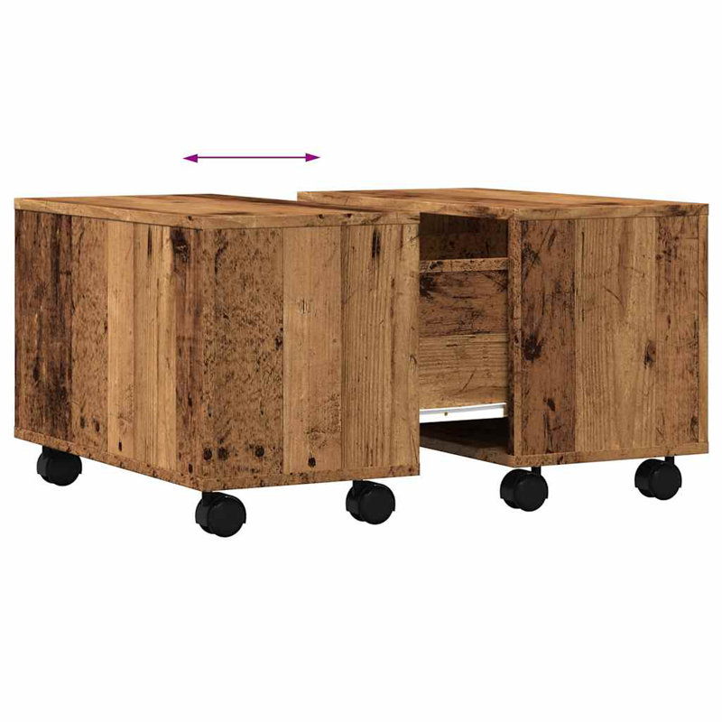 Godart Wheel Coffee Table with Storage, Old Wood