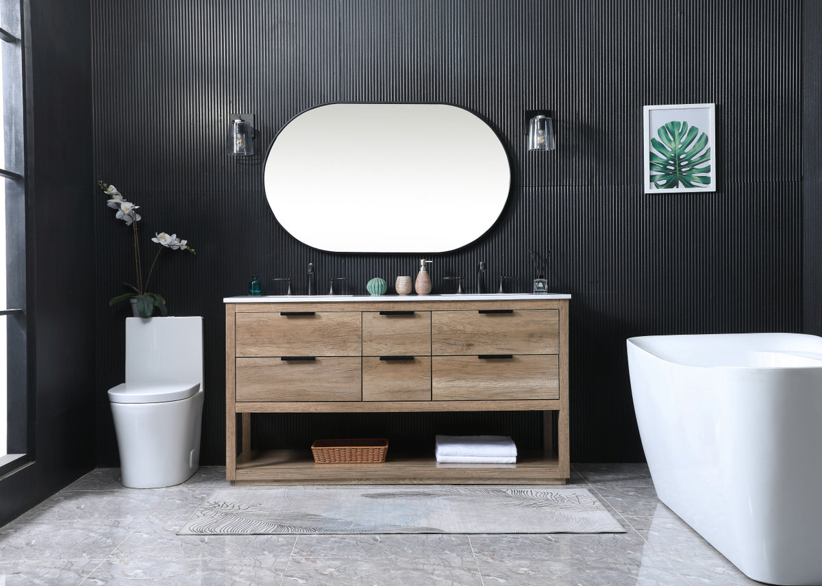 Felicity 60'' Double Bathroom Vanity, Natural Oak