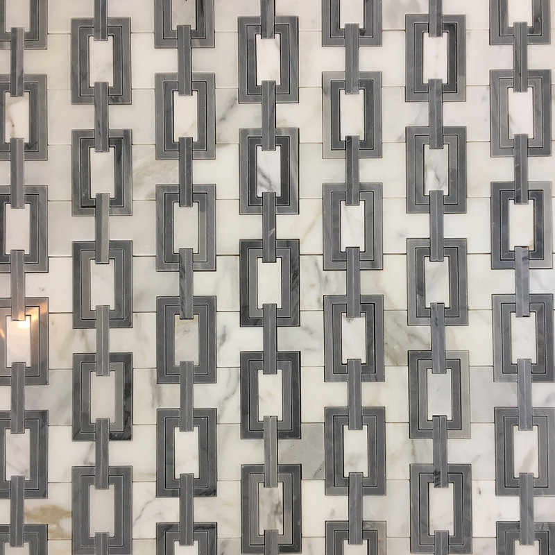 Waterjet Stone Mosaics 12" x 12" Natural Stone/Metal Nantucket Mosaic Wall & Floor Tile, Buckingham