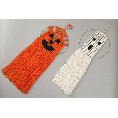 Set of 2 Orange & White Halloween Wall Hanging