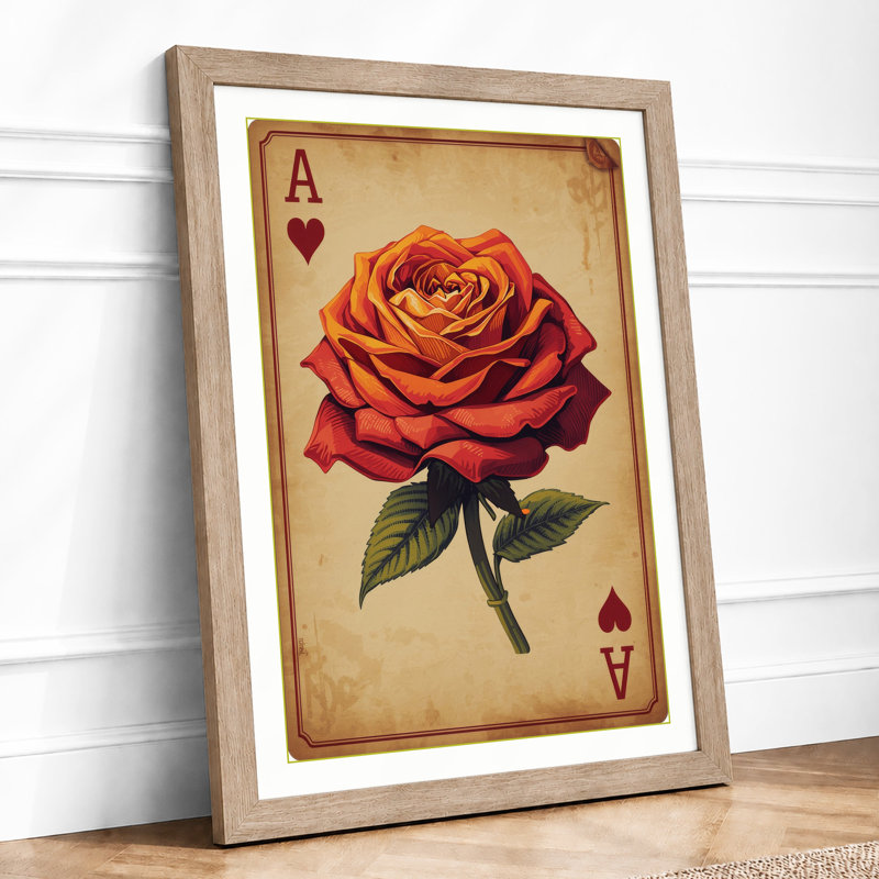 Ace Of Hearts Vintage - Print, A2 - 59.4 x 42.0 cm, Oak