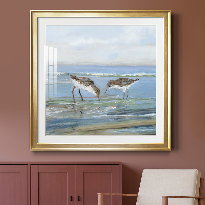 Seabird Beach II - peinture encadrée, Toile avec cadre doré, H 30,5 po x l 30,5 po x P 1,5 po