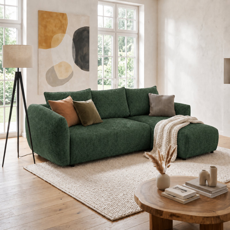 Sectional, Green FLOW 19, Right Hand Facing Corner Sofa