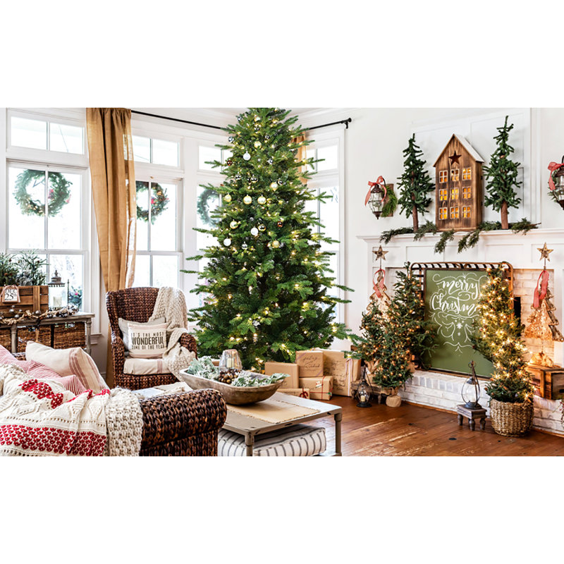 Arbre de Noël de 90 pouces avec 2856 pointes, lumières ultralumineuses et structure à branches articulées pour décorer le design 450, base festive