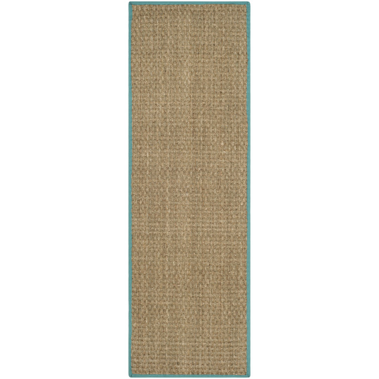 Auckland Bamboo Slat/Seagrass Natural/Teal Area Rug