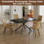 Ensemble de table de salle à manger rétractable en pierre frittée, de conception rectangulaire moderne, avec des pieds de table en acier au carbone noir et une structure à pieds croisés au bas (table + 4 chaises)-1066411445-1066411444
