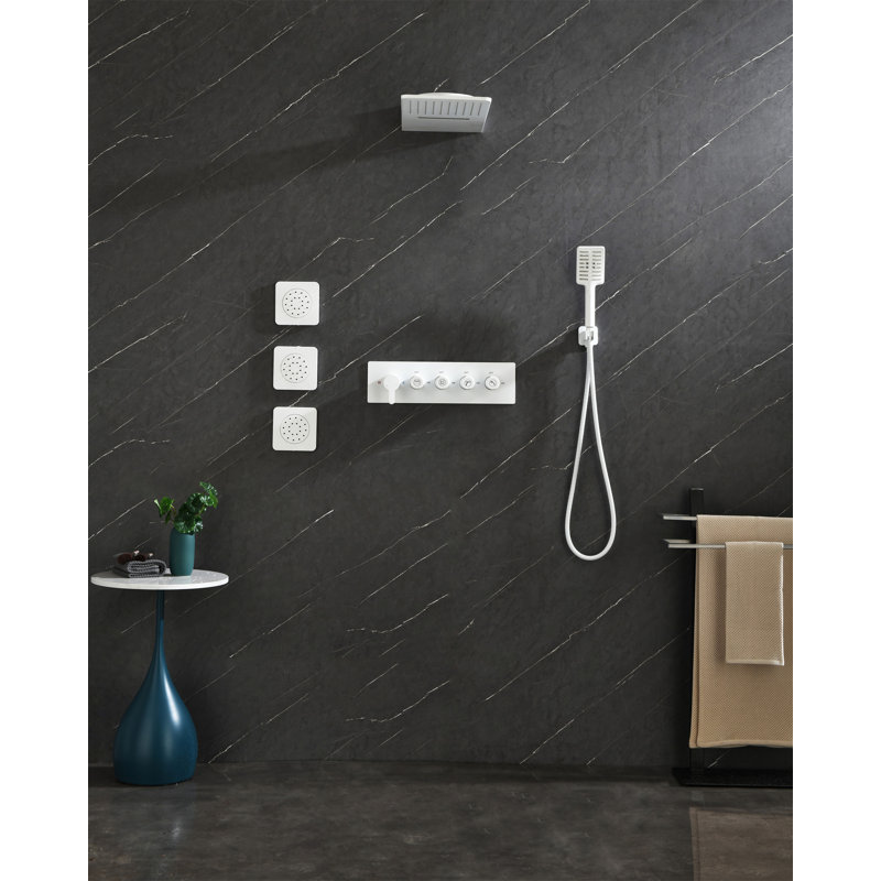 Système de douche à pluie murale avec 3 jets de corps et douche à main
