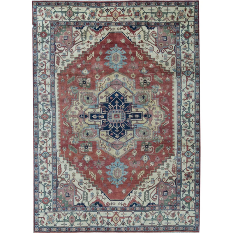 Tapis rouille / beige noué à la main de haute qualité, Rectangle 6 pi x 9 pi