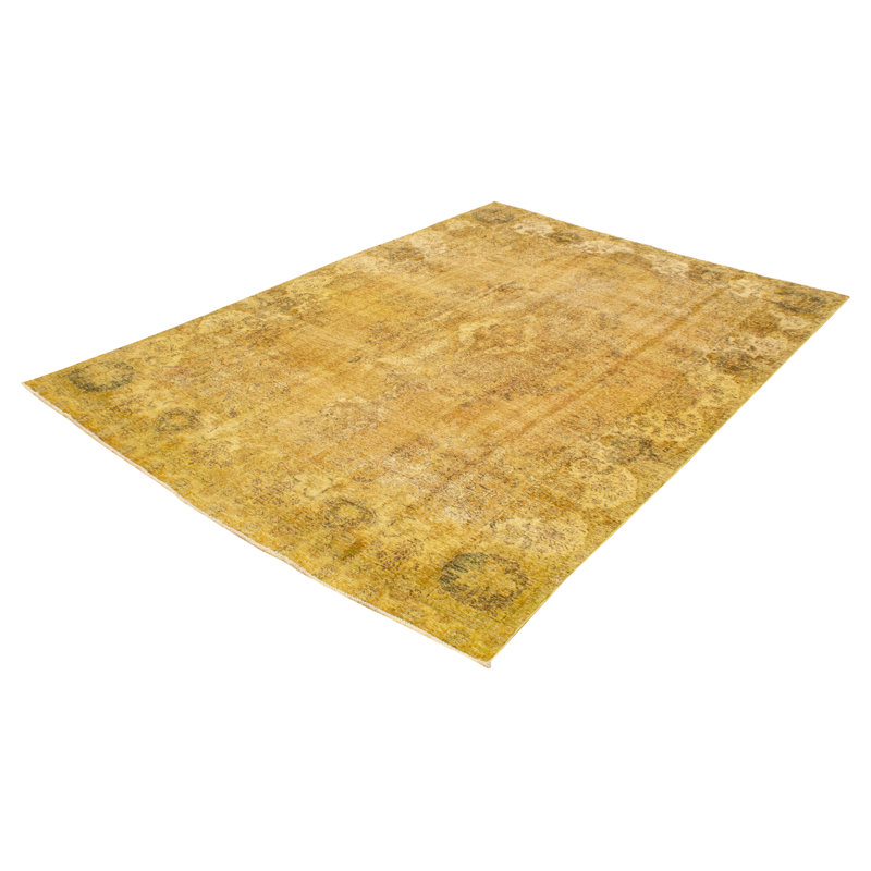 Tapis à la main one-of-kind-noué la 1980-brun clair 8 pi 10 po x 12 pi zone de laine 8 po Dennett