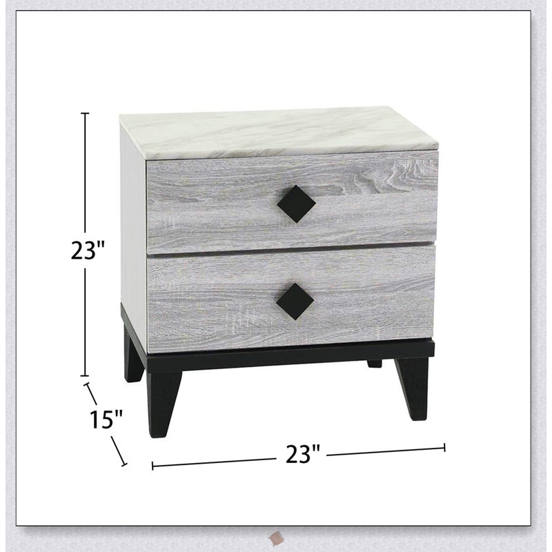 Retro-Styled Smithson Nightstand with Dual Drawers for Ample Storage and Durable Construction
