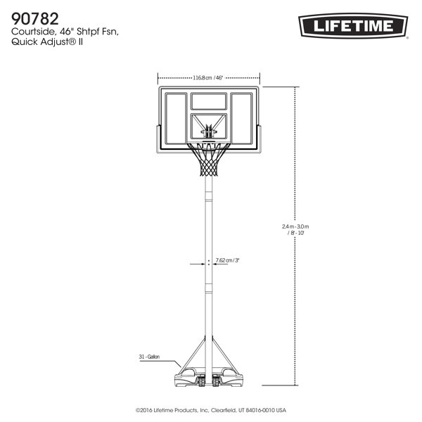 Lifetime Height Adjustable Portable Basketball Hoop (46