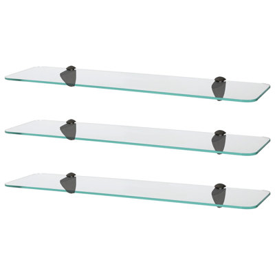 Harbour Housewares - Rounded Floating Glass Shelves with Metallic Brackets