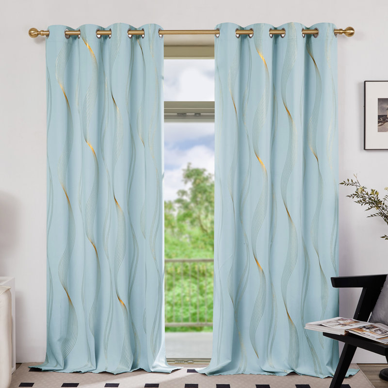 Geometric Blackout Thermal Curtain Pair, 52" W x 90" L, Orange Flame