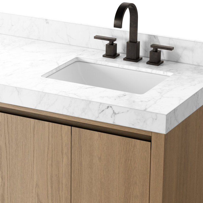 Everett Double Vanity-Satin Light Wash Oak, Satin Light Wash Oak Veneer