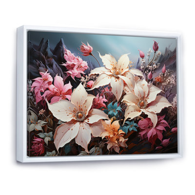 Aquarelle, charme de poinsettias roses I