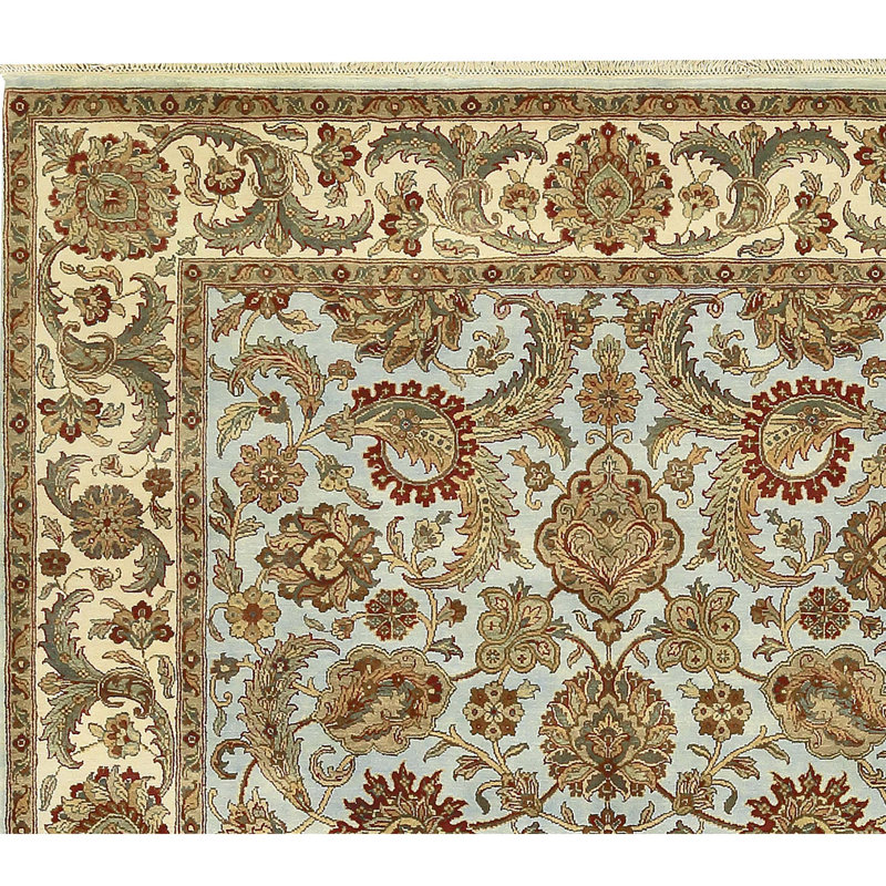 Wool Oriental Area Rug in Light Blue/Green/Beige