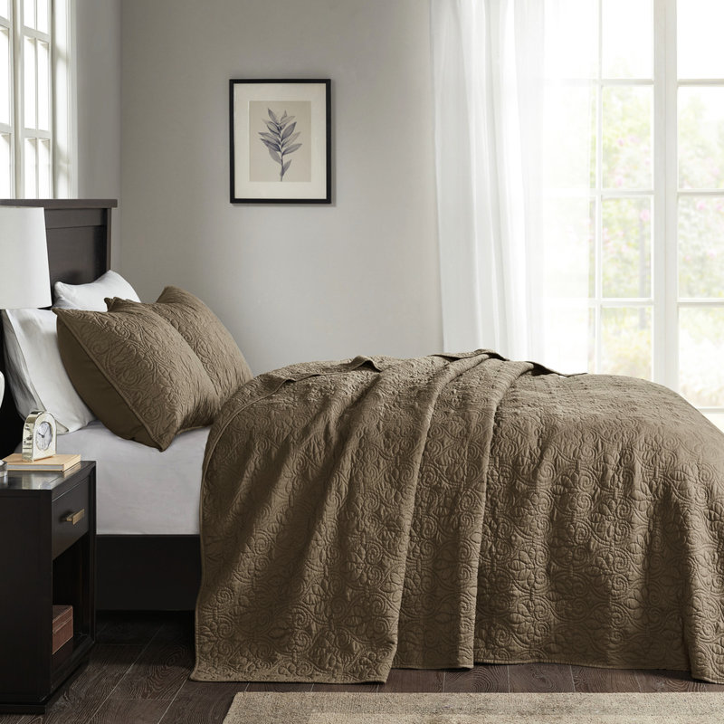 Couvre-lit réversible pour grand lit - matelassé pour un magnifique look surdimensionné avec rembourrage en coton et 2 taies décoratives incluses Lavable à la machine Literie moderne et élégante