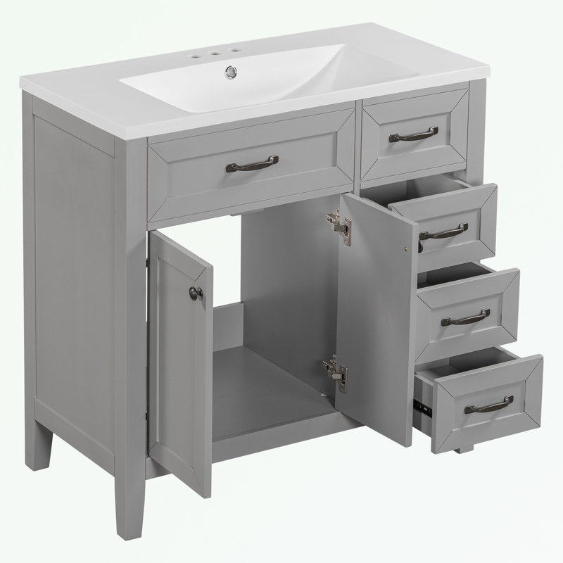 Rangement pour salle de bain Berdyne, Gris, Noir