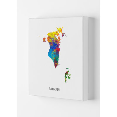Bahrain Watercolour Map by Michael Tompsett - Print