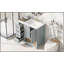 Meuble-lavabo gris 36 po avec lavabo, deux portes, deux tiroirs et une tablette ouverte