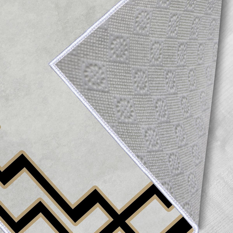 Stylish Woven Carpet (4 x 6 Feet), 100% Polyester, 0.3 in Pile Height | Antibacterial, Non-Slip PVC Dot Underside | Machine Washable, 3D Digital Printed Design | Perfect for Living Room, Bedroom & Office Decor