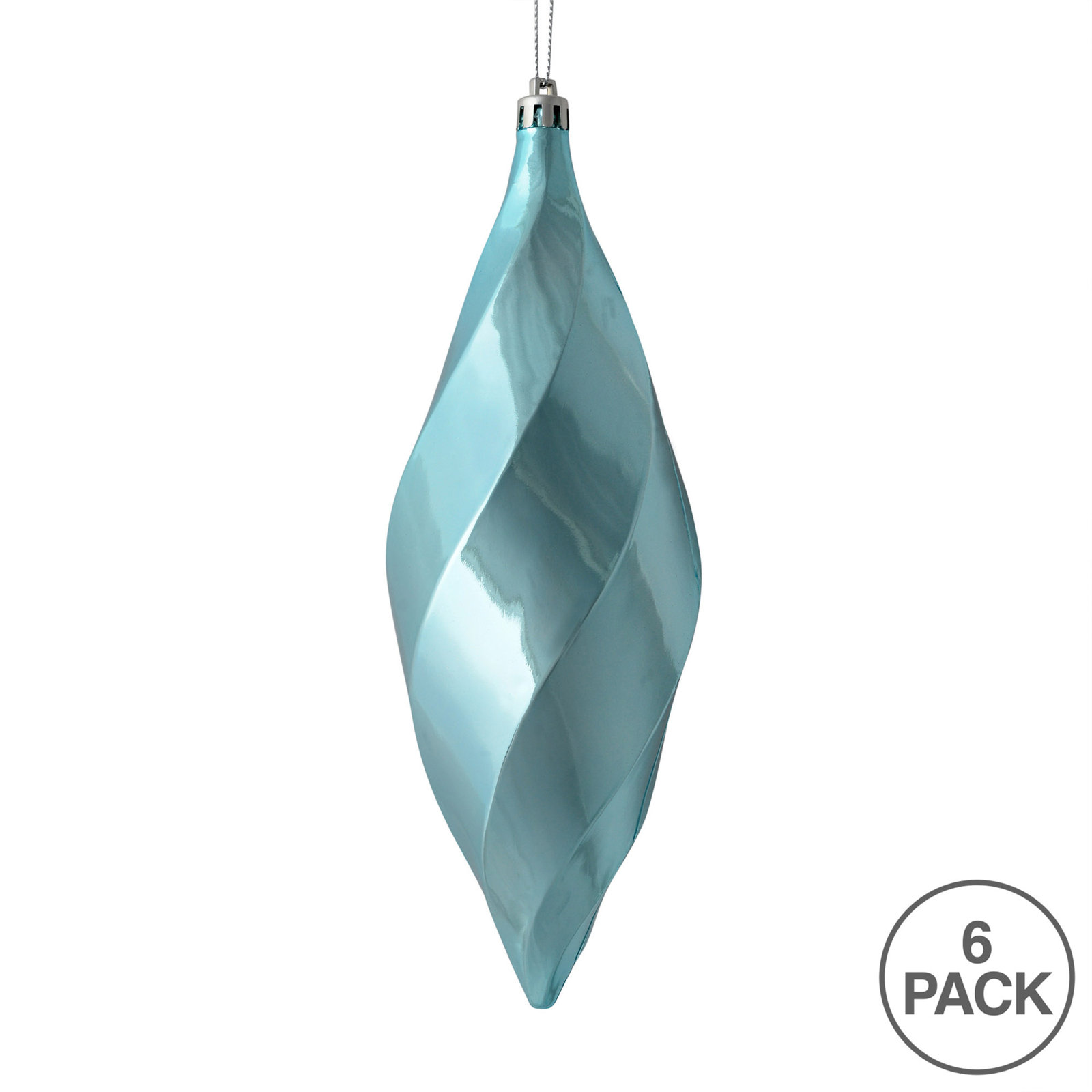 8" Swirl Finial Ornament, Baby Blue