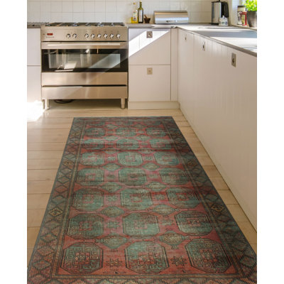 One-of-a-Kind 4'6" X 9'11" 1980s Runner Wool Area Rug in