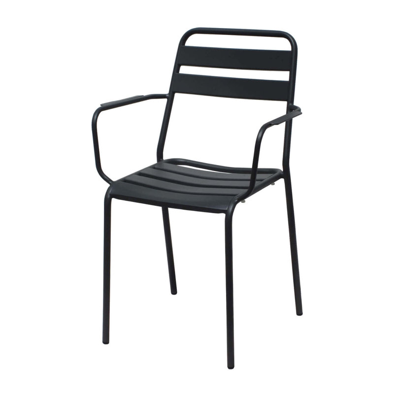 Khailah Stacking Patio Dining Armchair, Grey