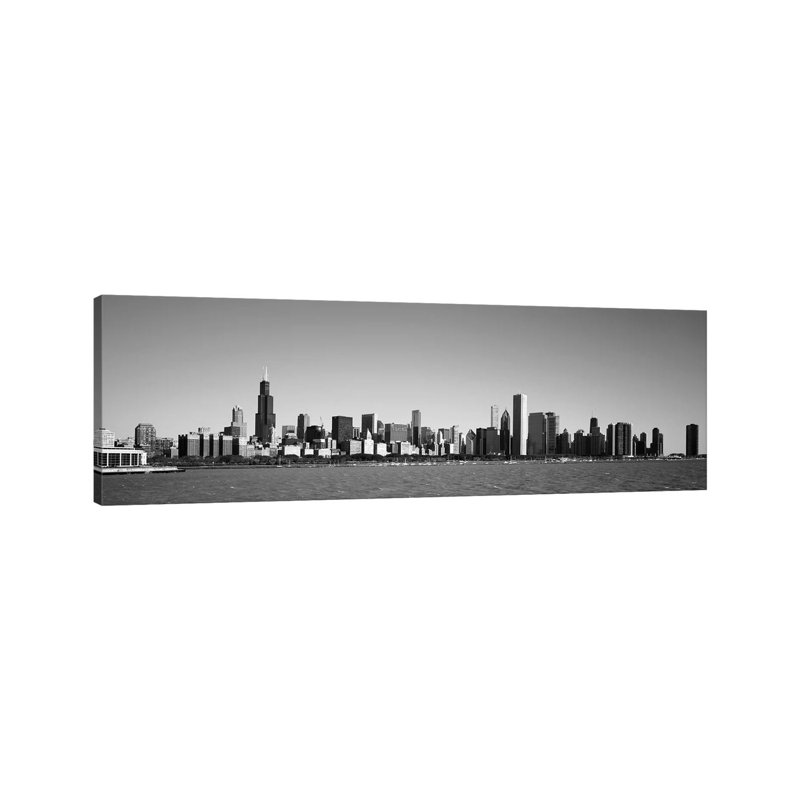 Skyscrapers At The Waterfront, Willis Tower, Chicago, Cook County - Wrapped Canvas Panoramic Print