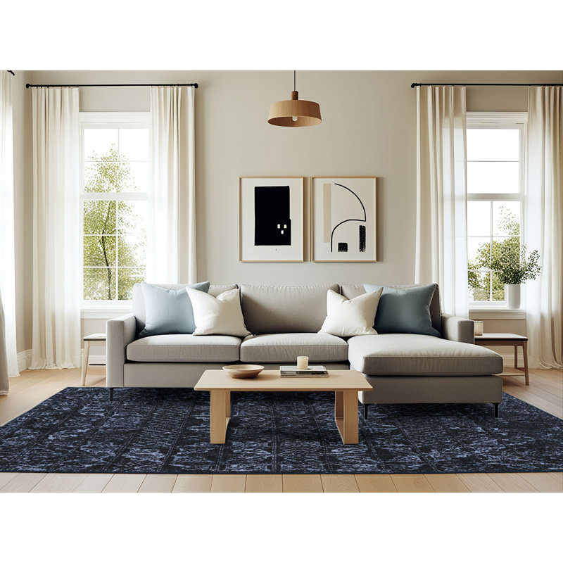 Tapis décoratif multicolore à motif abstrait, Rectangle 6 pi x 9 pi