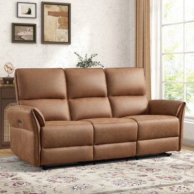78.7" Wide Modern Multifunctional Breathable Faux Leather Dual Motor Power Recliner