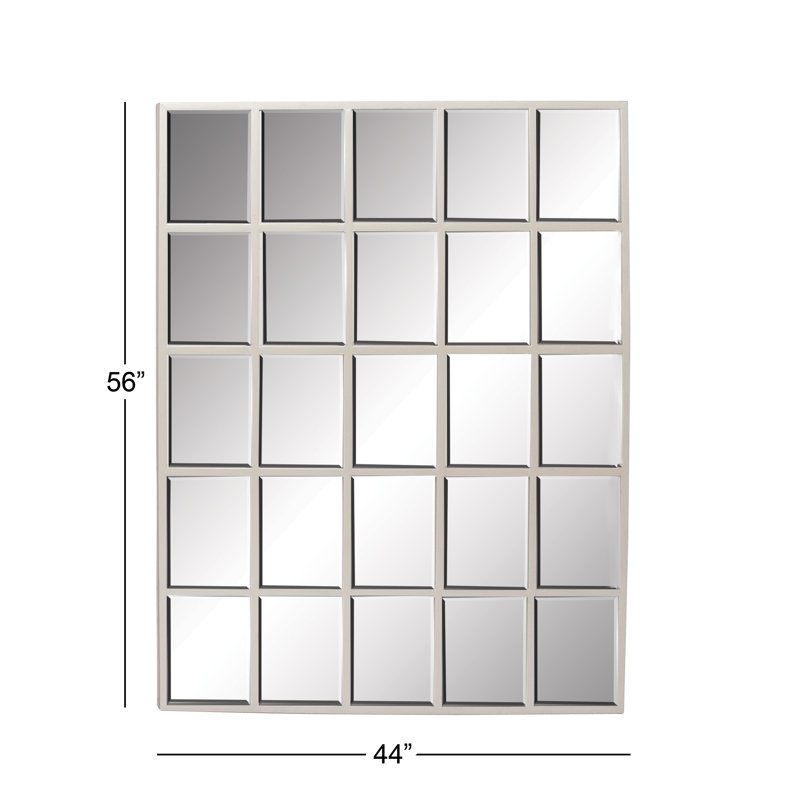 Miroir mural Haider, Rectangle, Argent, 44,25 po x 56 po