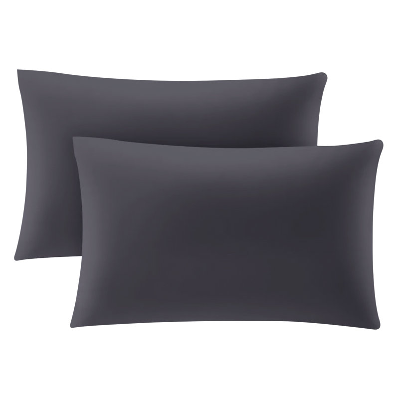 Macklan Microfibre Brushed Pillowcase - Set of 2, Charcoal