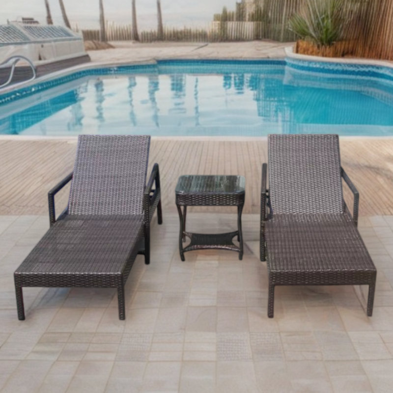 Outdoor Chaise Lounge Set with Table