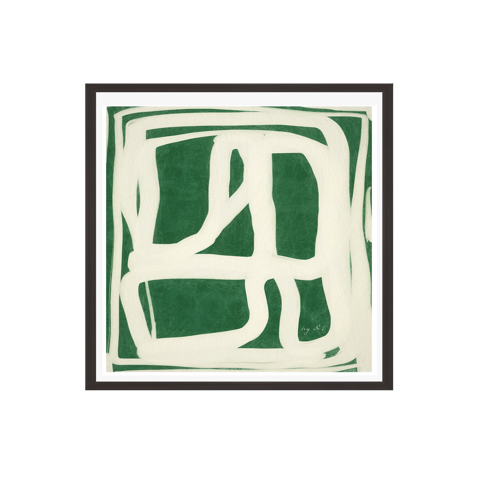 Green White Movement by Ivy&I, Yes, 20" H x 20" W x 0.75" D, Espresso Framed Paper