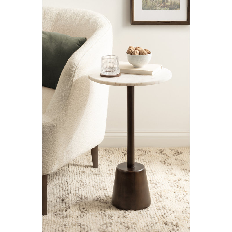 Table de bout Cora, Blanc / Brun foncé