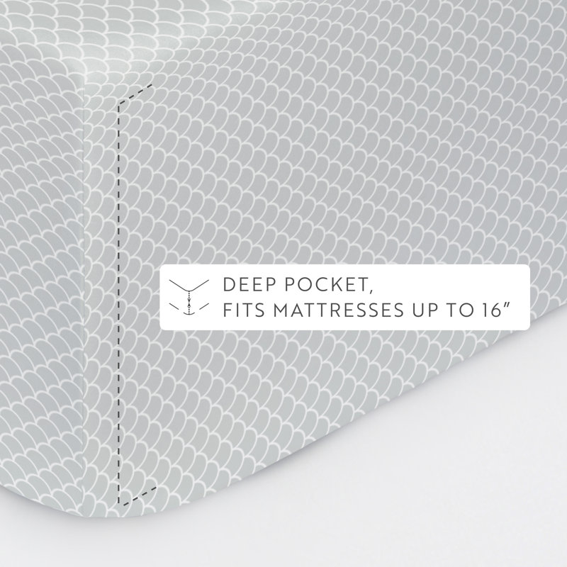 Simply Soft™ Scallops Pattern Microfiber Sheet Set, Full/Double, White Chambray