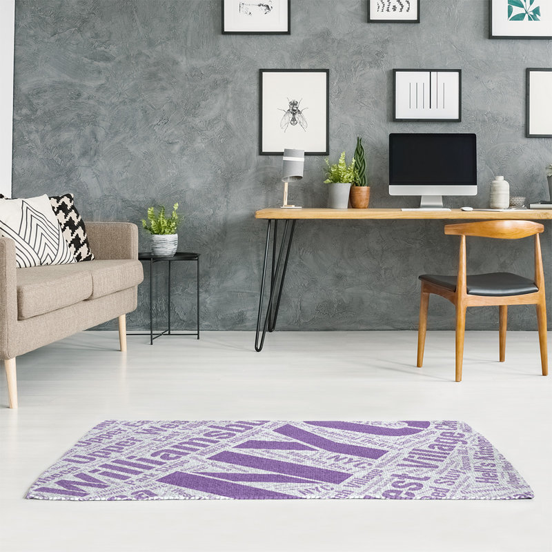 Tapis de zone mauve barhood les districts de à tissage plat rand cites city, Rectangle 5 pi x 7 pi