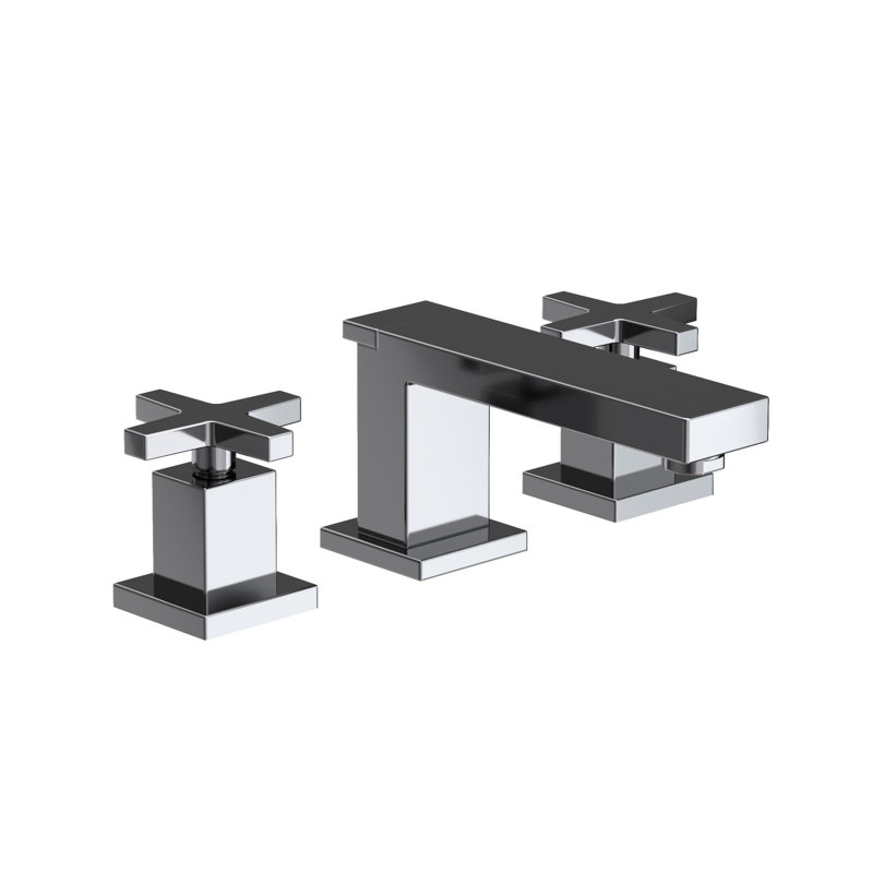 Skylar Widespread Bathroom Faucet with Drain Assembly, Midnight Chrome