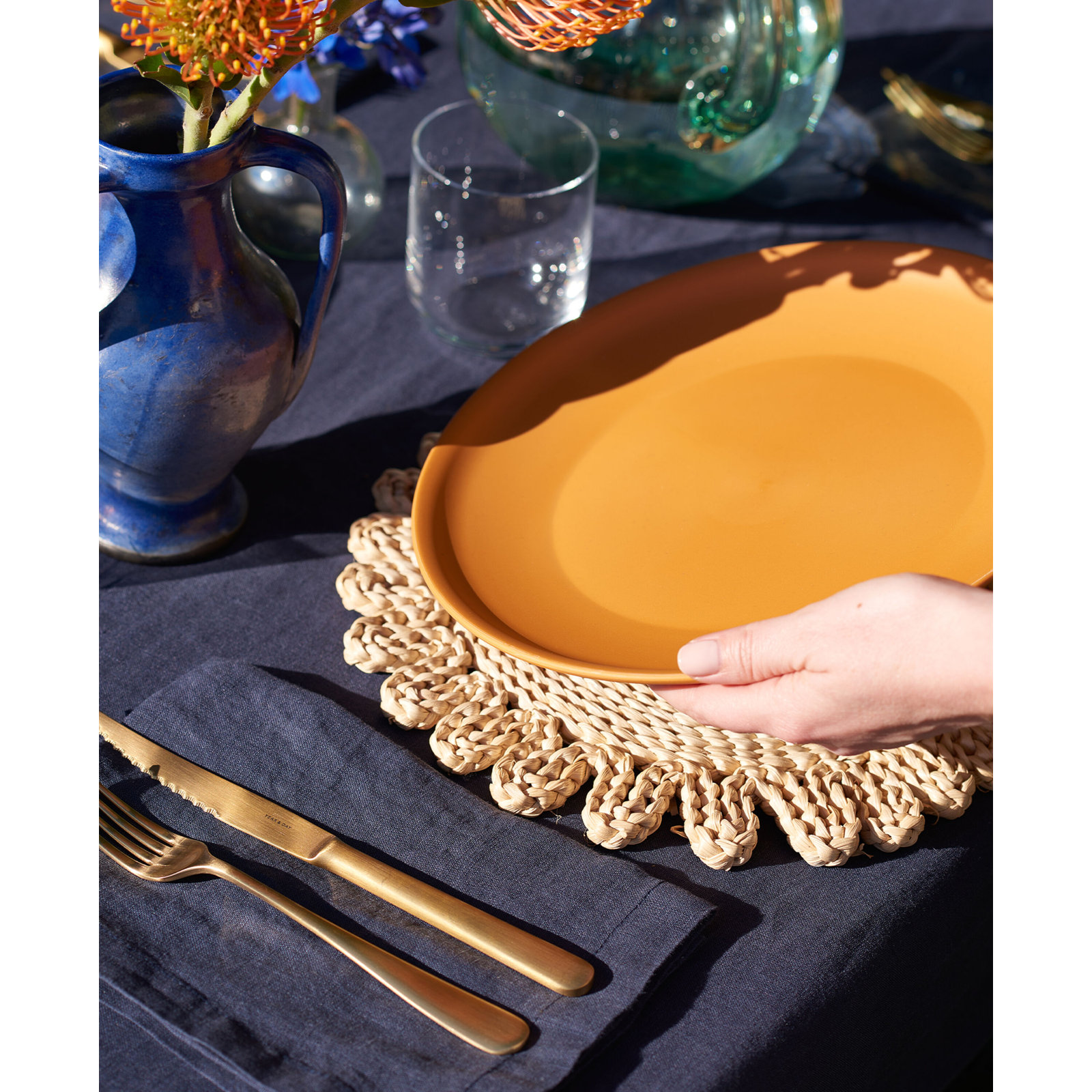 55" Linen Tablecloth, Navy