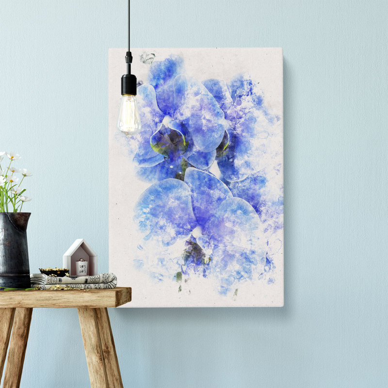 Purple Orchid Flowers - Wrapped Canvas Painting, 50cm H x 35cm W x 3cm D