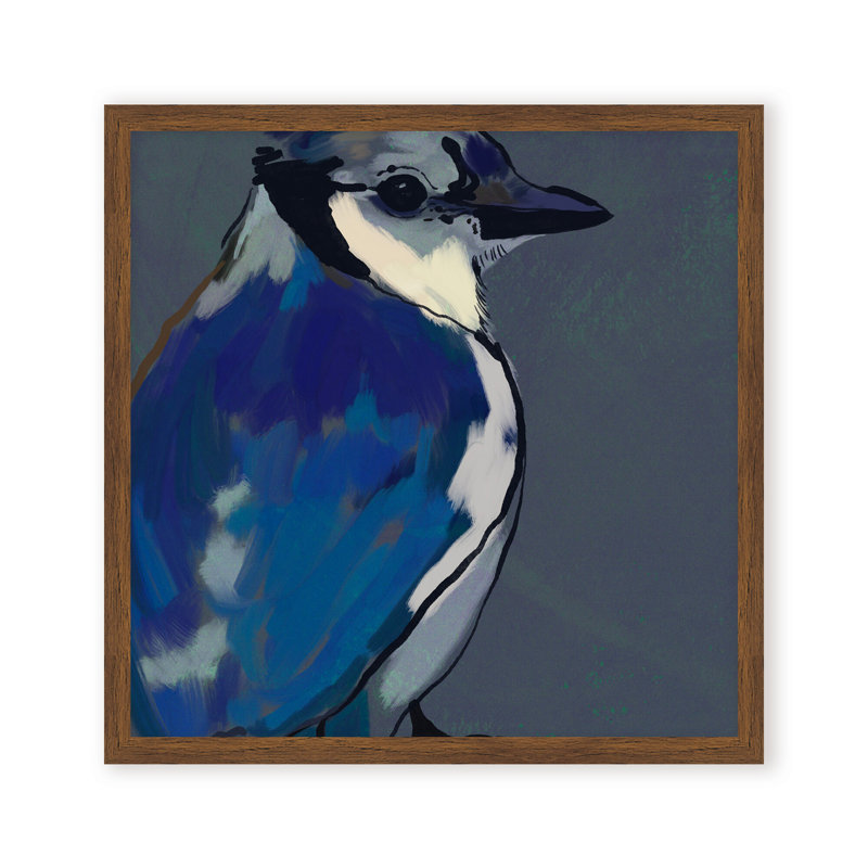 Nature Inspired Azure Aviary, 16" H x 16" W, Framed Matted Print, Black