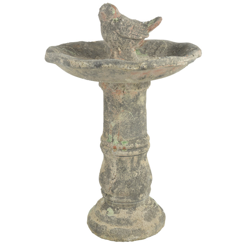 Aged Terracota Bird Bath on Stand