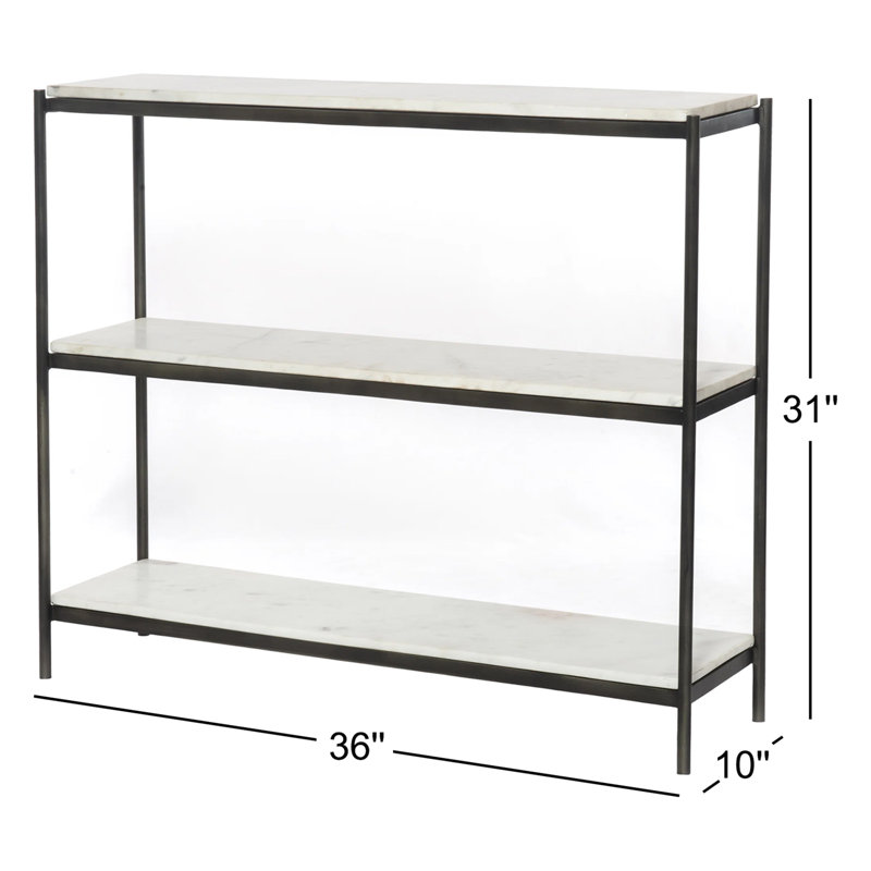 Felix 36'' W Marble Console Table, Hammered Gray
