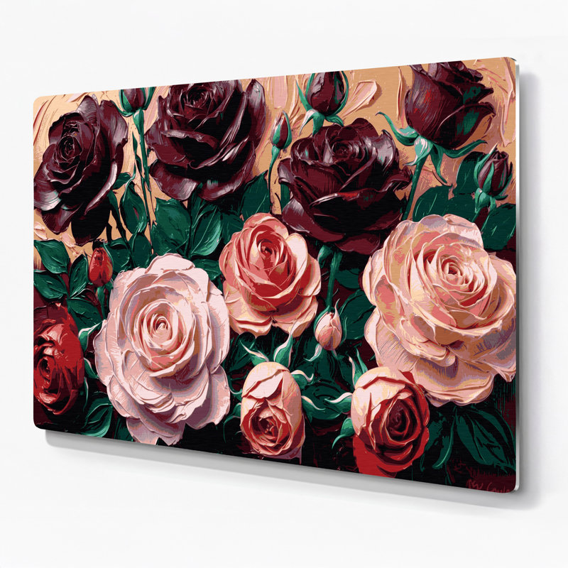«Botanical Roses», art mural en métal brun, H 12 po x l 18 po