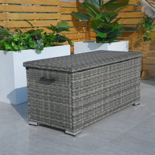 80 Gallon Water Resistant Wicker Deck Box