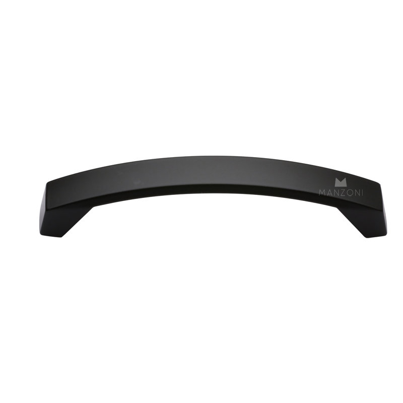 Curved 6 5/16" Center to Center Bar Pull, Satin Black