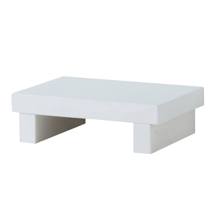 Table de chevet en bois blanc brillant avec rehaussement décoratif pour chambre à coucher